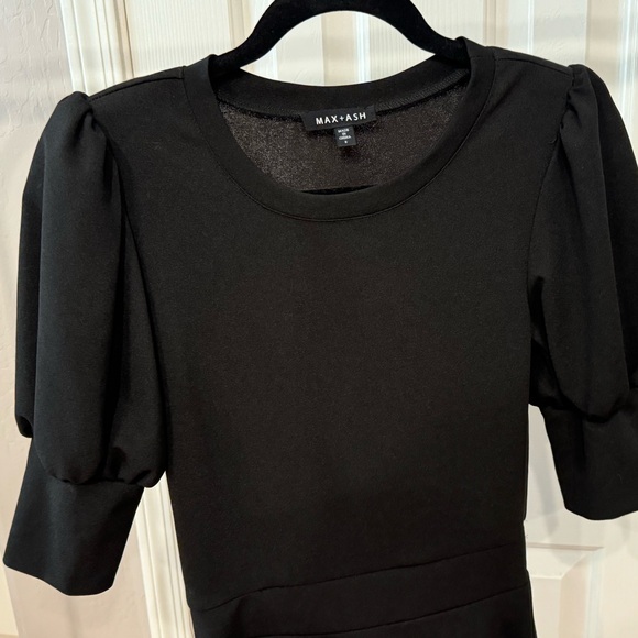 Max + Ash Womens Dress A line Puff Short Sleeves Short Stretch Black Small - Picture 3 of 6